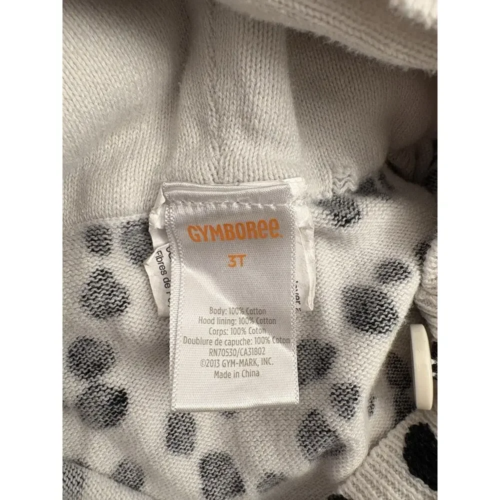 Gymboree Fancy Dalmatian Hooded Knit Sweater Cardigan Size 3T Puppy Dog 3D Ears